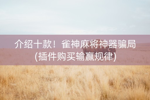 介绍十款！雀神麻将神器骗局(插件购买输赢规律)