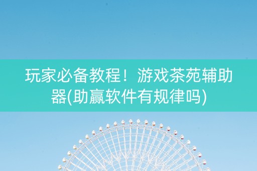 玩家必备教程！游戏茶苑辅助器(助赢软件有规律吗)