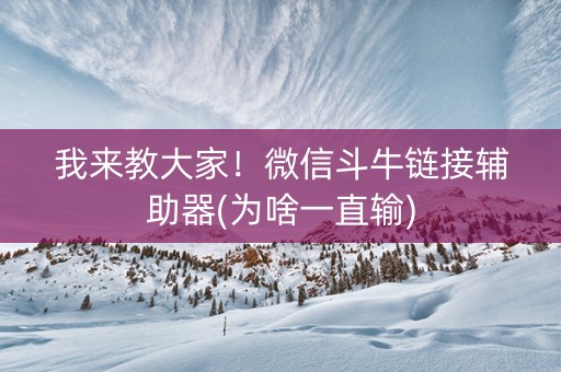 我来教大家！微信斗牛链接辅助器(为啥一直输)