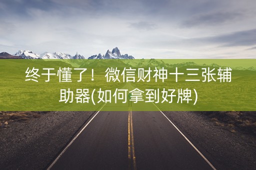 终于懂了！微信财神十三张辅助器(如何拿到好牌)
