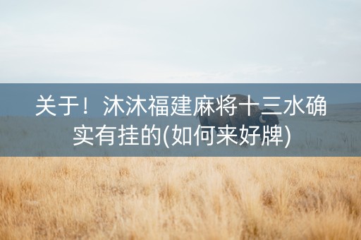 关于！沐沐福建麻将十三水确实有挂的(如何来好牌)