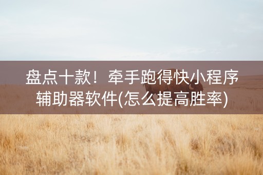 盘点十款！牵手跑得快小程序辅助器软件(怎么提高胜率)