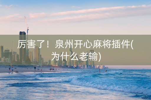 厉害了！泉州开心麻将插件(为什么老输)