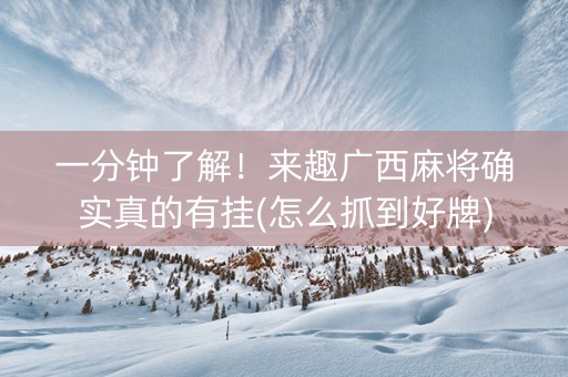 一分钟了解！来趣广西麻将确实真的有挂(怎么抓到好牌)