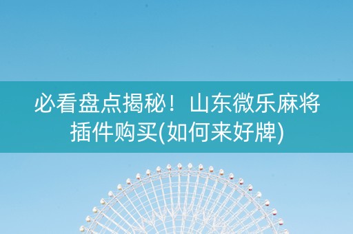 必看盘点揭秘！山东微乐麻将插件购买(如何来好牌)