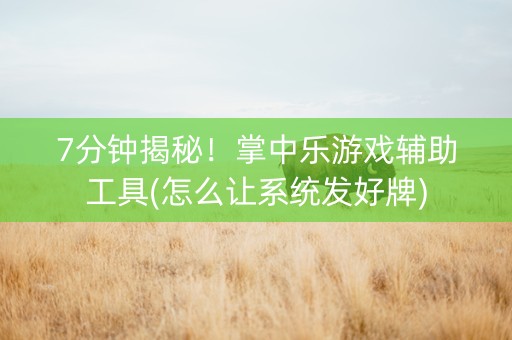 7分钟揭秘！掌中乐游戏辅助工具(怎么让系统发好牌)