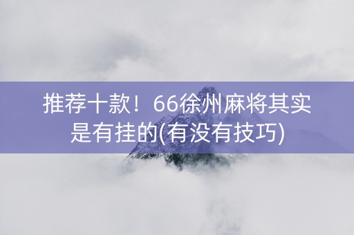 推荐十款！66徐州麻将其实是有挂的(有没有技巧)