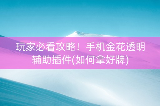 玩家必看攻略！手机金花透明辅助插件(如何拿好牌)