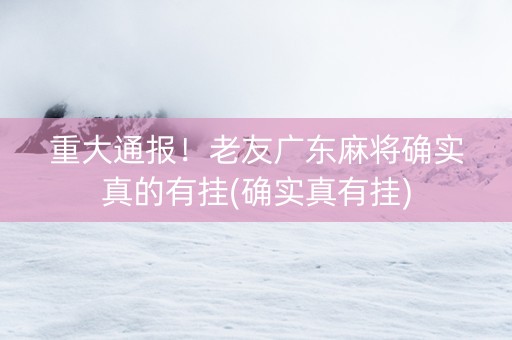 重大通报！老友广东麻将确实真的有挂(确实真有挂)