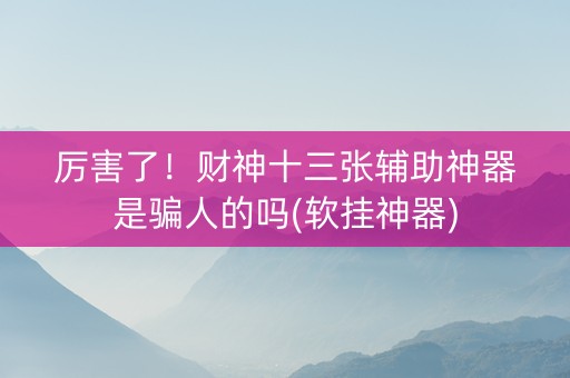 厉害了！财神十三张辅助神器是骗人的吗(软挂神器)