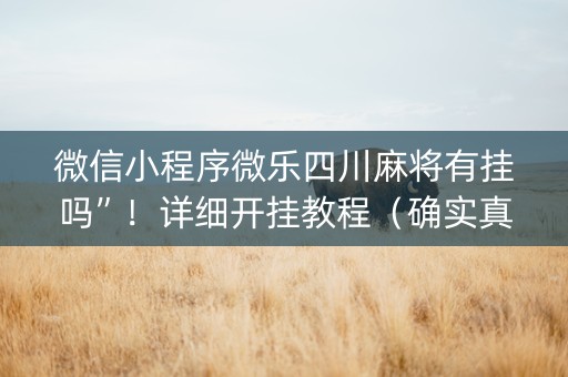 微信小程序微乐四川麻将有挂吗”！详细开挂教程（确实真的有挂)-知乎