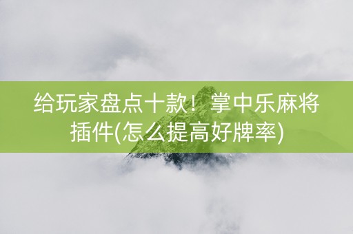 给玩家盘点十款！掌中乐麻将插件(怎么提高好牌率)