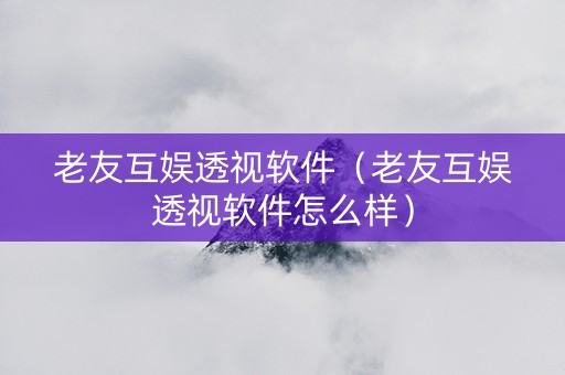老友互娱透视软件（老友互娱透视软件怎么样）