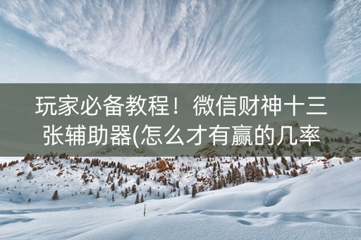 玩家必备教程！微信财神十三张辅助器(怎么才有赢的几率)