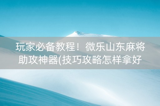 玩家必备教程！微乐山东麻将助攻神器(技巧攻略怎样拿好牌)