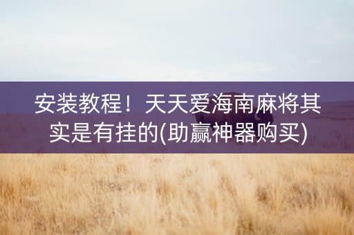 安装教程！天天爱海南麻将其实是有挂的(助赢神器购买)