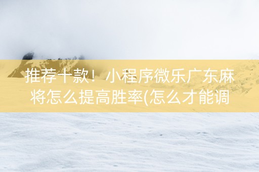 推荐十款！小程序微乐广东麻将怎么提高胜率(怎么才能调胜率)