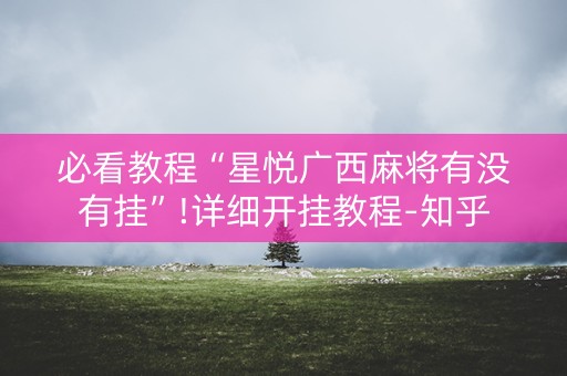 必看教程“星悦广西麻将有没有挂”!详细开挂教程-知乎