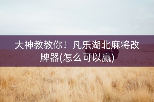 大神教教你！凡乐湖北麻将改牌器(怎么可以赢)
