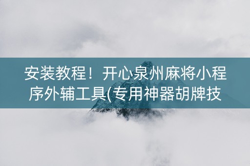 安装教程！开心泉州麻将小程序外辅工具(专用神器胡牌技巧)