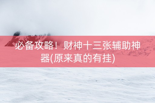 必备攻略！财神十三张辅助神器(原来真的有挂)