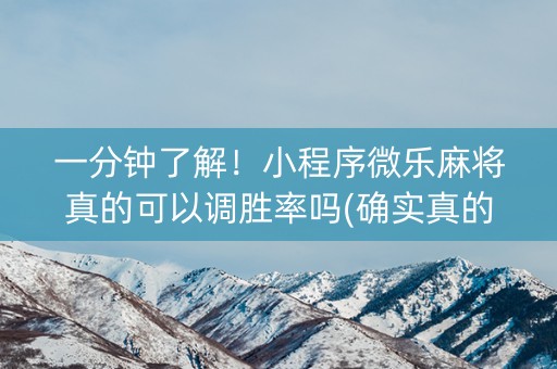 一分钟了解！小程序微乐麻将真的可以调胜率吗(确实真的有挂)