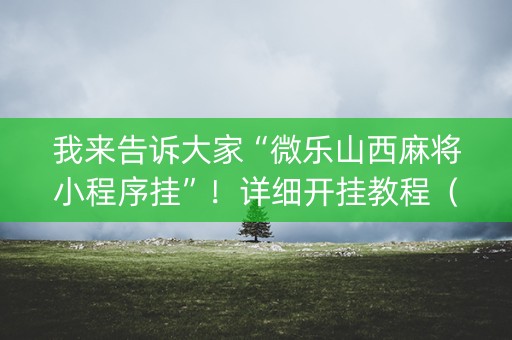 我来告诉大家“微乐山西麻将小程序挂”！详细开挂教程（确实真的有挂)-知乎