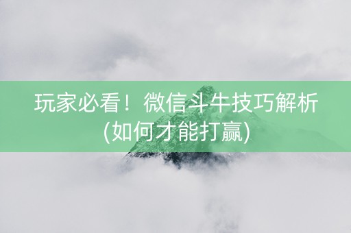 玩家必看！微信斗牛技巧解析(如何才能打赢)