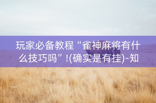 玩家必备教程“雀神麻将有什么技巧吗”!(确实是有挂)-知乎