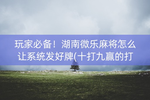 玩家必备！湖南微乐麻将怎么让系统发好牌(十打九赢的打法)
