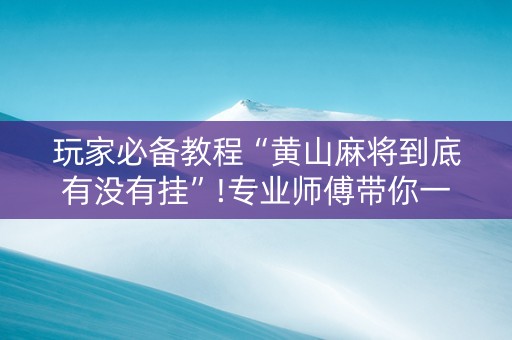 玩家必备教程“黄山麻将到底有没有挂”!专业师傅带你一起了解（详细教程）-知乎