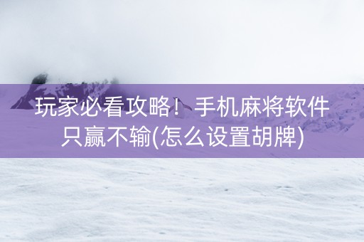 玩家必看攻略！手机麻将软件只赢不输(怎么设置胡牌)