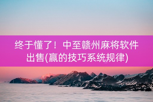终于懂了！中至赣州麻将软件出售(赢的技巧系统规律)