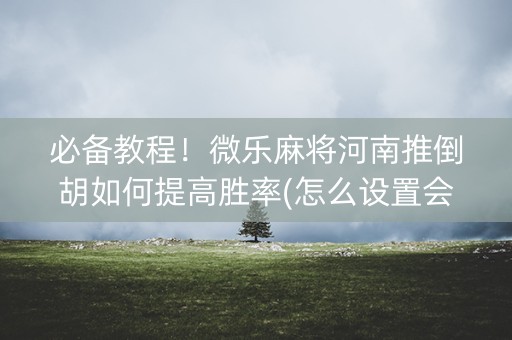必备教程！微乐麻将河南推倒胡如何提高胜率(怎么设置会赢)