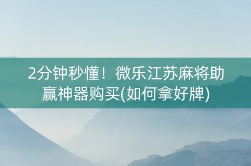 2分钟秒懂！微乐江苏麻将助赢神器购买(如何拿好牌)
