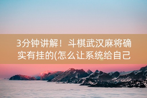 3分钟讲解！斗棋武汉麻将确实有挂的(怎么让系统给自己好牌)
