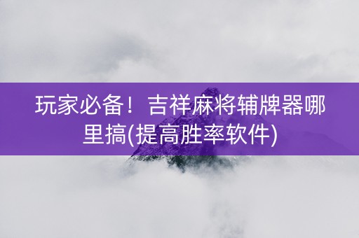 玩家必备！吉祥麻将辅牌器哪里搞(提高胜率软件)