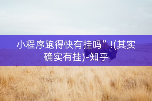 小程序跑得快有挂吗”!(其实确实有挂)-知乎
