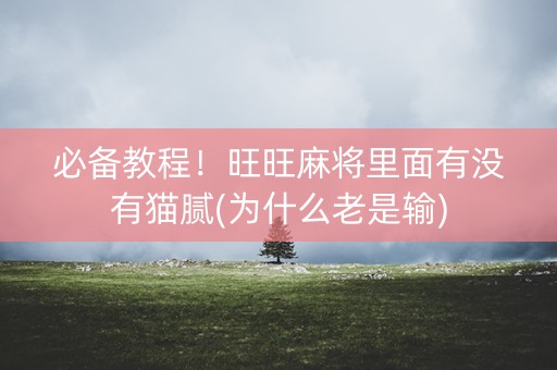 必备教程！旺旺麻将里面有没有猫腻(为什么老是输)