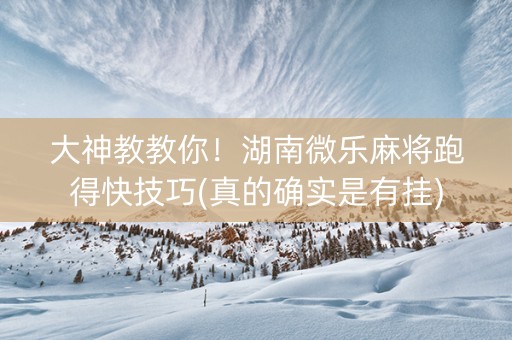 大神教教你！湖南微乐麻将跑得快技巧(真的确实是有挂)