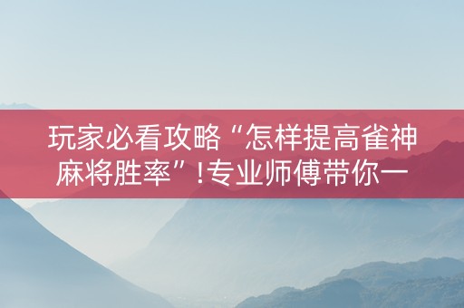 玩家必看攻略“怎样提高雀神麻将胜率”!专业师傅带你一起了解（详细教程）-知乎