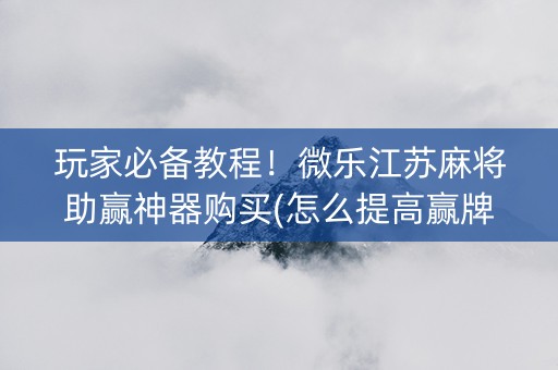 玩家必备教程！微乐江苏麻将助赢神器购买(怎么提高赢牌率)