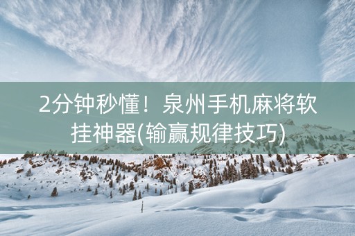 2分钟秒懂！泉州手机麻将软挂神器(输赢规律技巧)