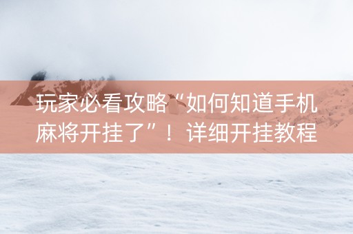 玩家必看攻略“如何知道手机麻将开挂了”！详细开挂教程（确实真的有挂)-知乎