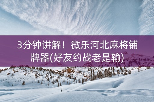 3分钟讲解！微乐河北麻将铺牌器(好友约战老是输)