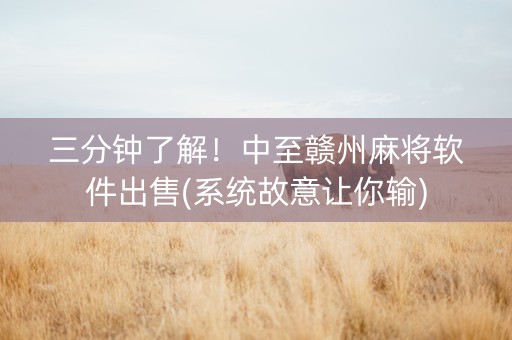 三分钟了解！中至赣州麻将软件出售(系统故意让你输)