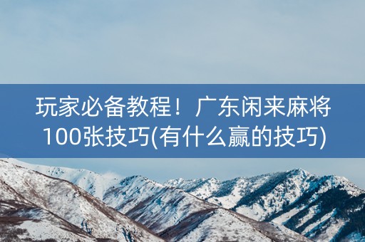 玩家必备教程！广东闲来麻将100张技巧(有什么赢的技巧)