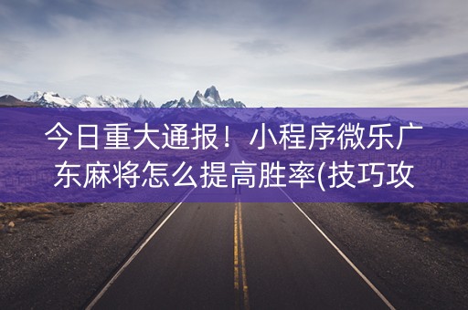 今日重大通报！小程序微乐广东麻将怎么提高胜率(技巧攻略怎样拿好牌)