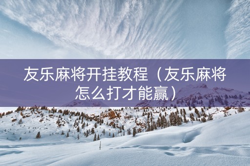 友乐麻将开挂教程（友乐麻将怎么打才能赢）