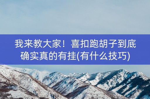 我来教大家！喜扣跑胡子到底确实真的有挂(有什么技巧)